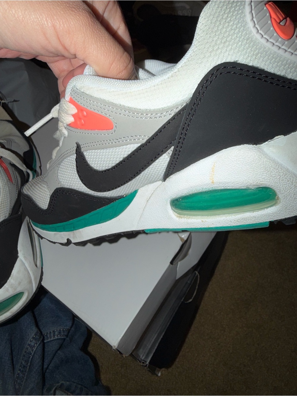 Nike White Black Teal Coral Accent Sneakers - Picture 4 of 6